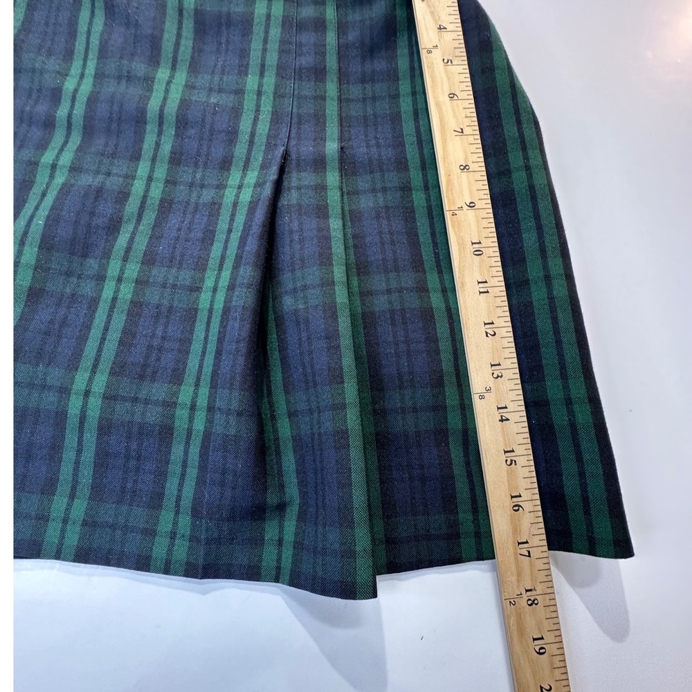 Green Navy Blackwatch Plaid Pleated Skort Mini Skirt Schoolgirl Preppy Academic - Picture 6 of 12